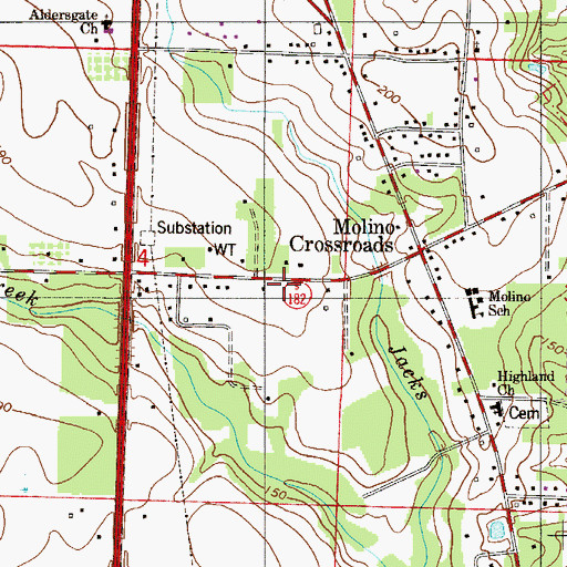 Topographic Map of Escambia County Fire and Rescue Station 18, FL