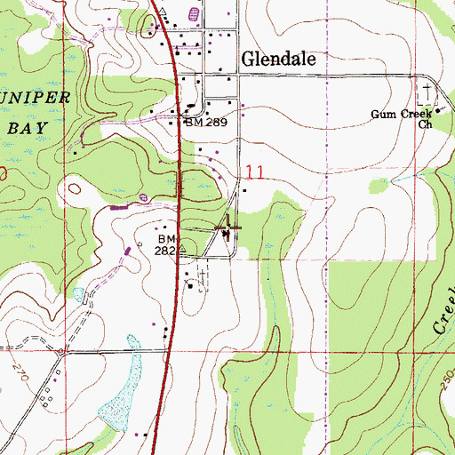 Topographic Map of Glendale Volunteer Fire Department, FL