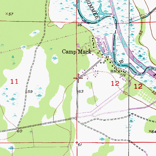 Topographic Map of Kissimmee River Volunteer Fire Station 17, FL