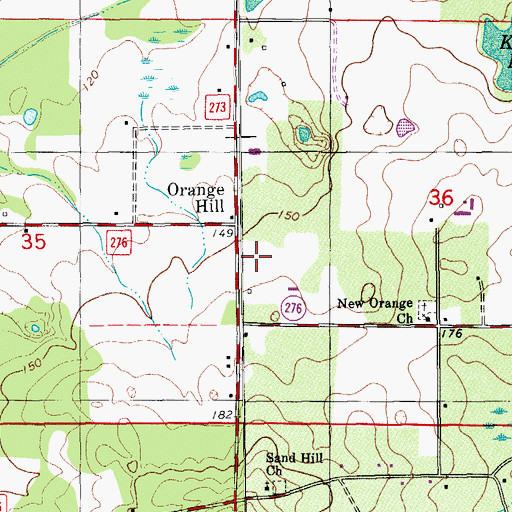 Topographic Map of Orange Hill Volunteer Fire Department, FL