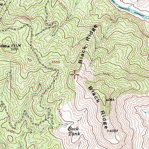 Topographic Map of Black Ridge, AZ