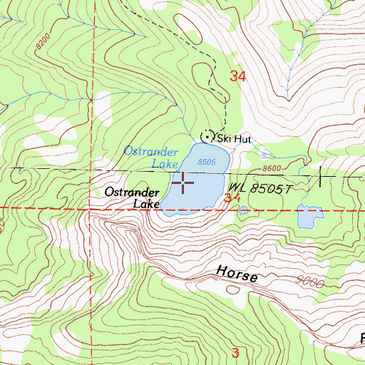 Topographic Map of Ostrander Lake, CA