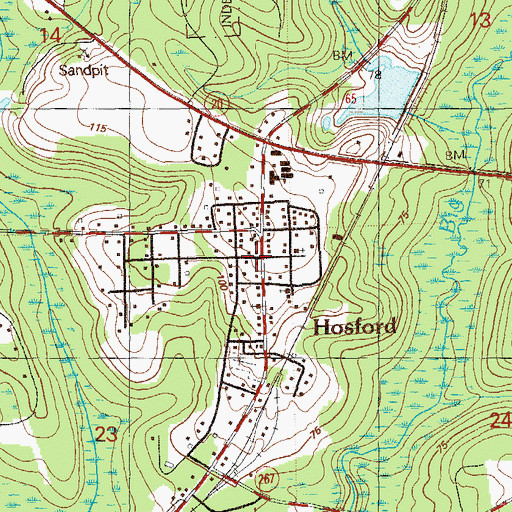 Topographic Map of Hosford - Telogia Volunteer Fire Department, FL