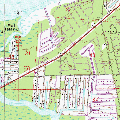 Topographic Map of San Mateo Fire Department Station 19, FL