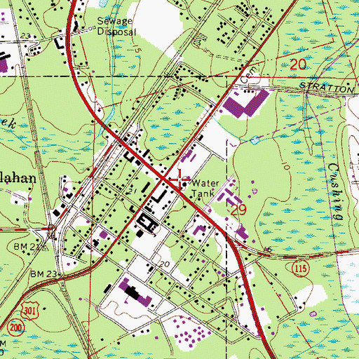 Topographic Map of Callahan Volunteer Fire Rescue Station 5, FL