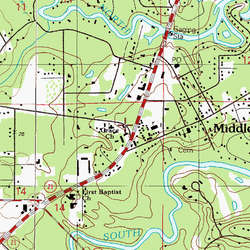 Topographic Map of Clay County Fire Rescue Middleburg Station 14, FL