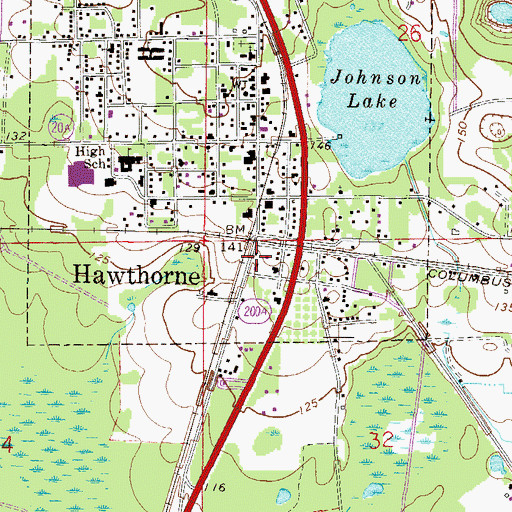 Topographic Map of Alachua County Fire Rescue Station 25, FL
