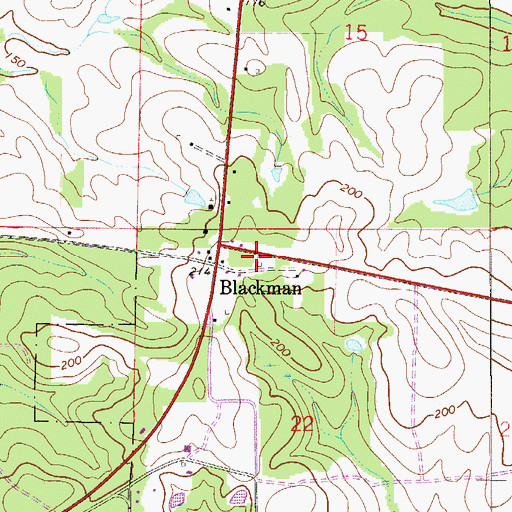 Topographic Map of Blackman Volunteer Fire Department, FL