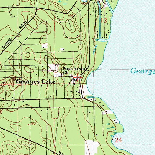 Topographic Map of Georges Lake Area Volunteer Fire Department Station 16, FL