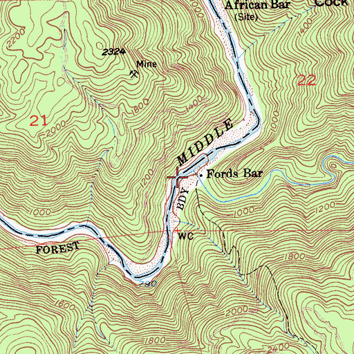 Topographic Map of Otter Creek, CA