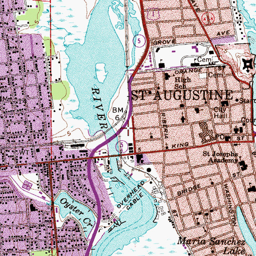 Topographic Map of Saint Augustine Fire Department, FL