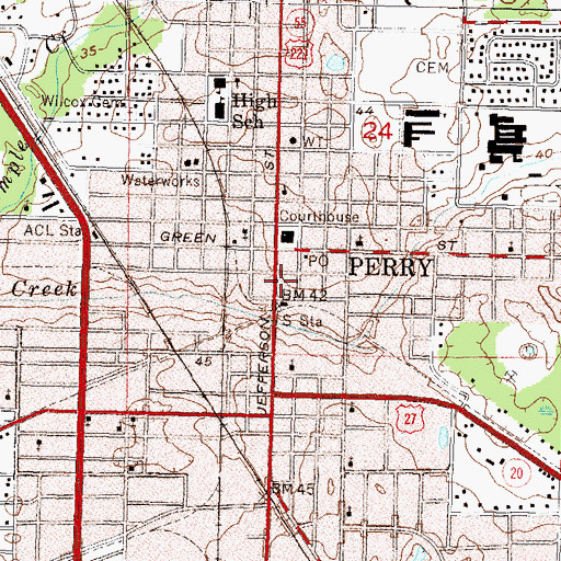 Topographic Map of Perry Fire Department, FL