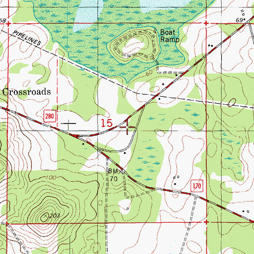 Topographic Map of Hinson Crossroads Fire Department, FL