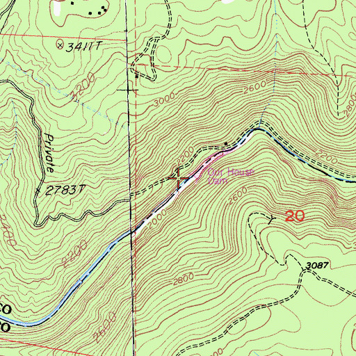Topographic Map of Our House Dam, CA
