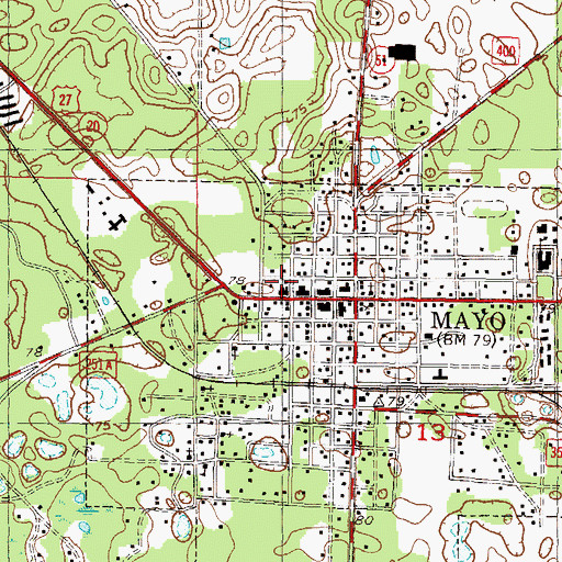 Topographic Map of Mayo Volunteer Fire Department, FL