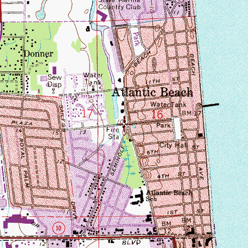 Topographic Map of Jacksonville Fire and Rescue Department Station 55, FL
