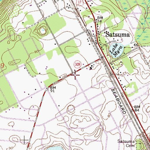 Topographic Map of Satsuma Fire Department, FL