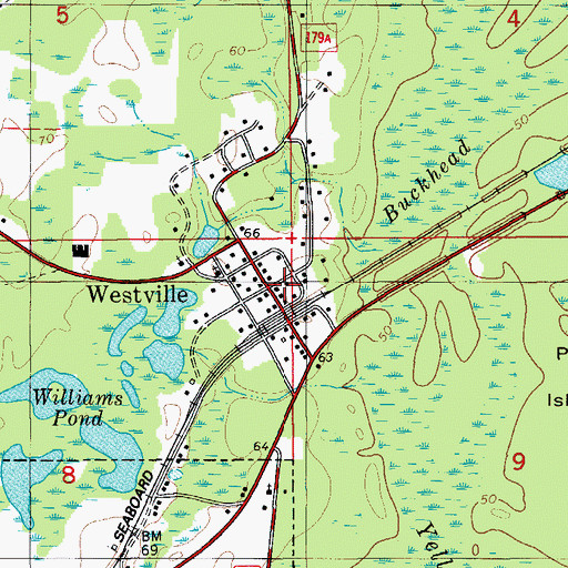 Topographic Map of Westville Volunteer Fire Department, FL