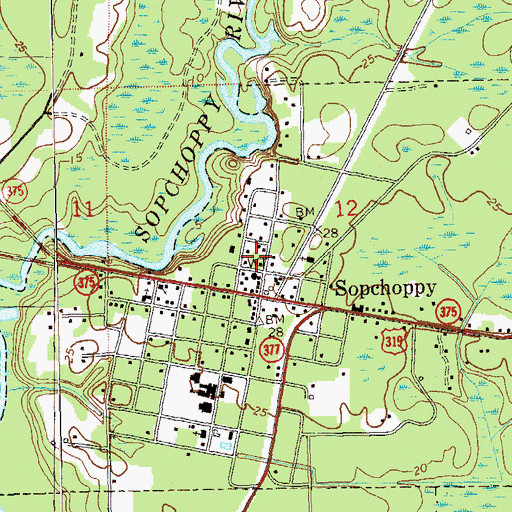 Topographic Map of Sopchoppy Fire Department, FL