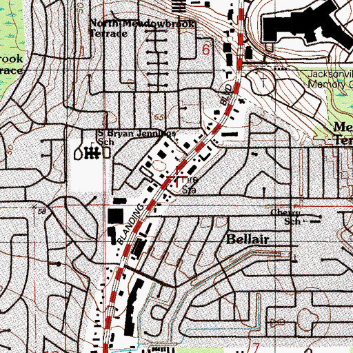 Topographic Map of Clay County Fire Rescue Meadowbrook Station 18, FL