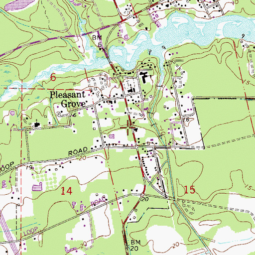 Topographic Map of Escambia County Fire and Rescue Station 14 Pleasant Grove, FL