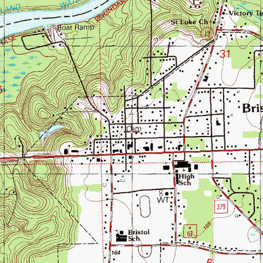 Topographic Map of Bristol Volunteer Fire Department, FL