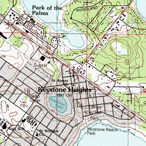 Topographic Map of Clay County Fire Rescue Keystone Heights Station 11, FL