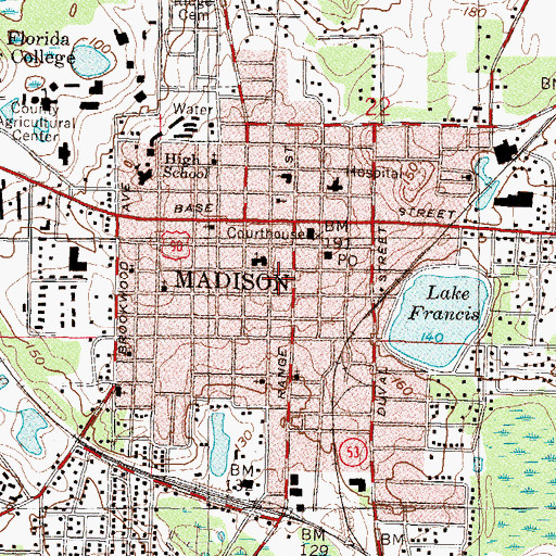 Topographic Map of Madison Fire Rescue, FL