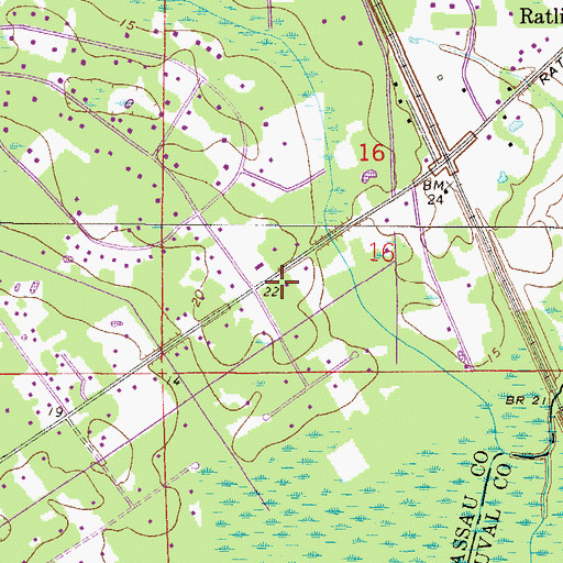 Topographic Map of Nassau County Fire and Rescue Station 10, FL