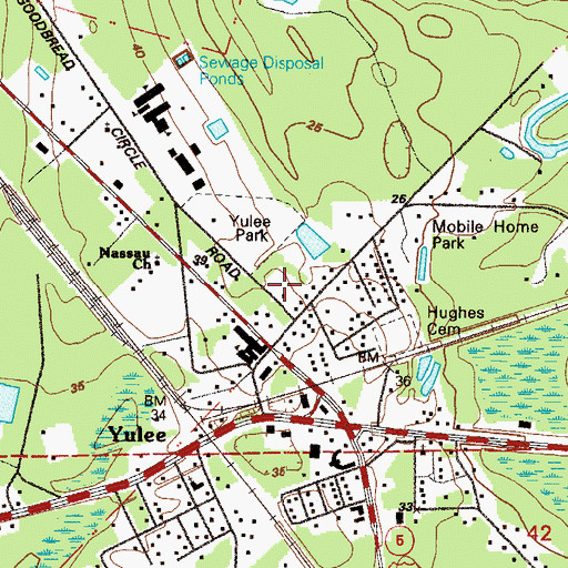 Topographic Map of Yulee Volunteer Fire Department, FL