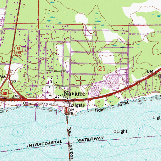 Topographic Map of Holley Navarre Fire District Station 45, FL