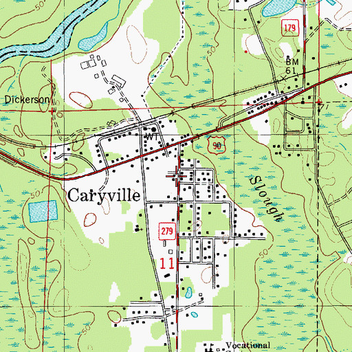 Topographic Map of Caryville Volunteer Fire Department, FL