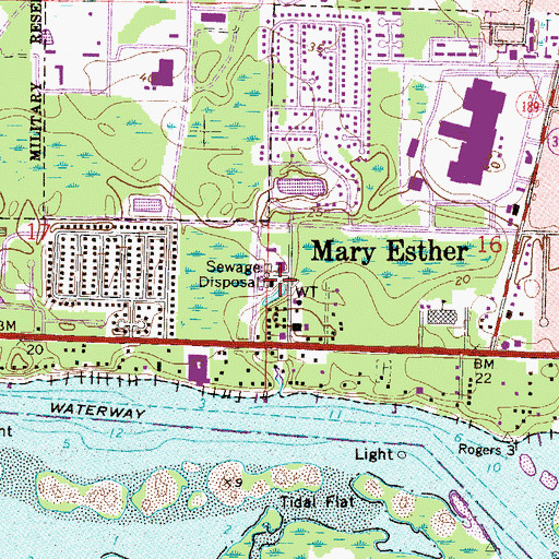 Topographic Map of Mary Esther Fire Department, FL