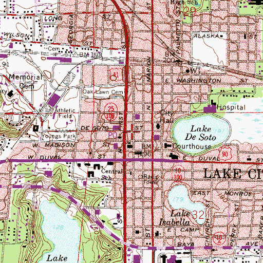 Topographic Map of Lake City Fire Department, FL