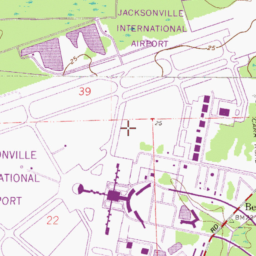 Topographic Map of Jacksonville Fire and Rescue Department Station 16, FL