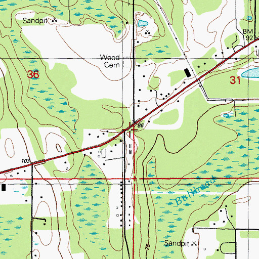 Topographic Map of Westside Volunteer Fire Department, FL