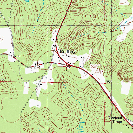 Topographic Map of Walton County Fire Rescue Station 8 - Red Bay Fire Station, FL