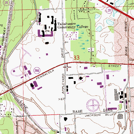 Topographic Map of Tallahassee Fire Department Station 4, FL