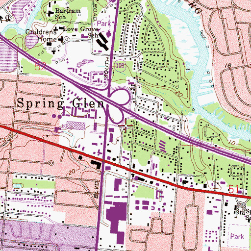 Topographic Map of Jacksonville Fire and Rescue Department Station 20, FL