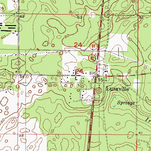 Topographic Map of Luraville Volunteer Fire Department, FL