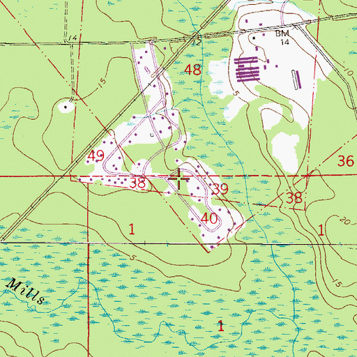 Topographic Map of Nassau Oak Volunteer Fire Department Station 11, FL