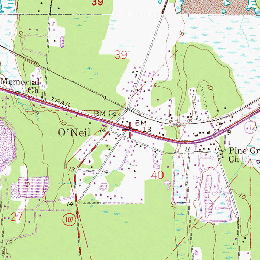 Topographic Map of Nassau County Fire and Rescue Station 70, FL