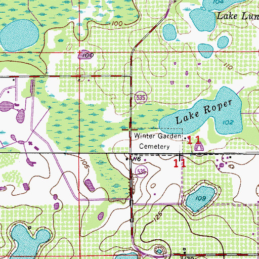 Topographic Map of Orange County Fire/Rescue Station 34, FL