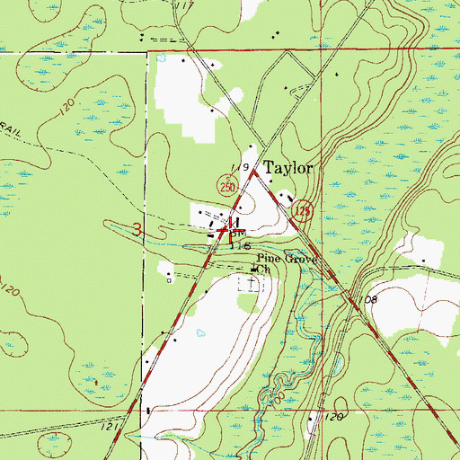 Topographic Map of Baker County Fire Department Station 40 Taylor, FL