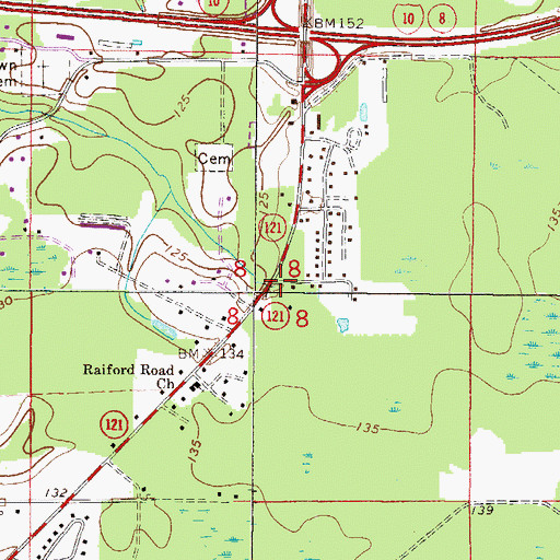 Topographic Map of Baker County Fire Department Station 10, FL