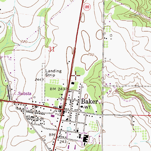 Topographic Map of Baker Fire District, FL