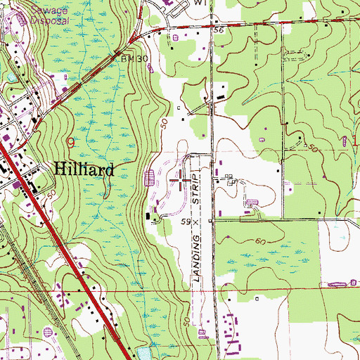 Topographic Map of Nassau County Fire and Rescue Station 40, FL