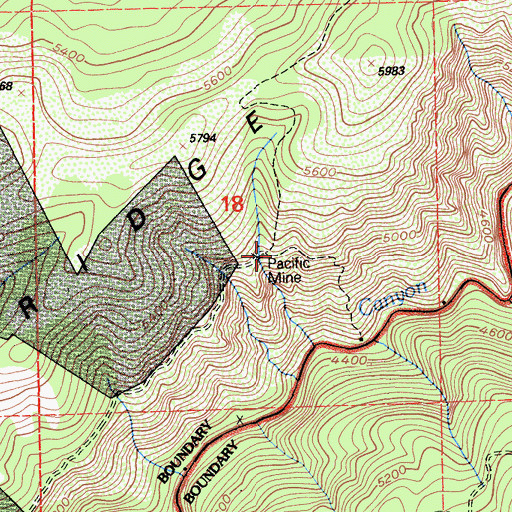 Topographic Map of Pacific Mine, CA