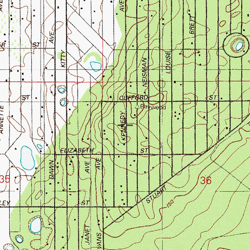 Topographic Map of Interlachen Lake Estates Volunteer Fire Department Station 17, FL