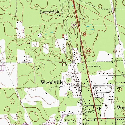Topographic Map of Woodville Volunteer Fire Department and Emergency Medical Services Station 13, FL